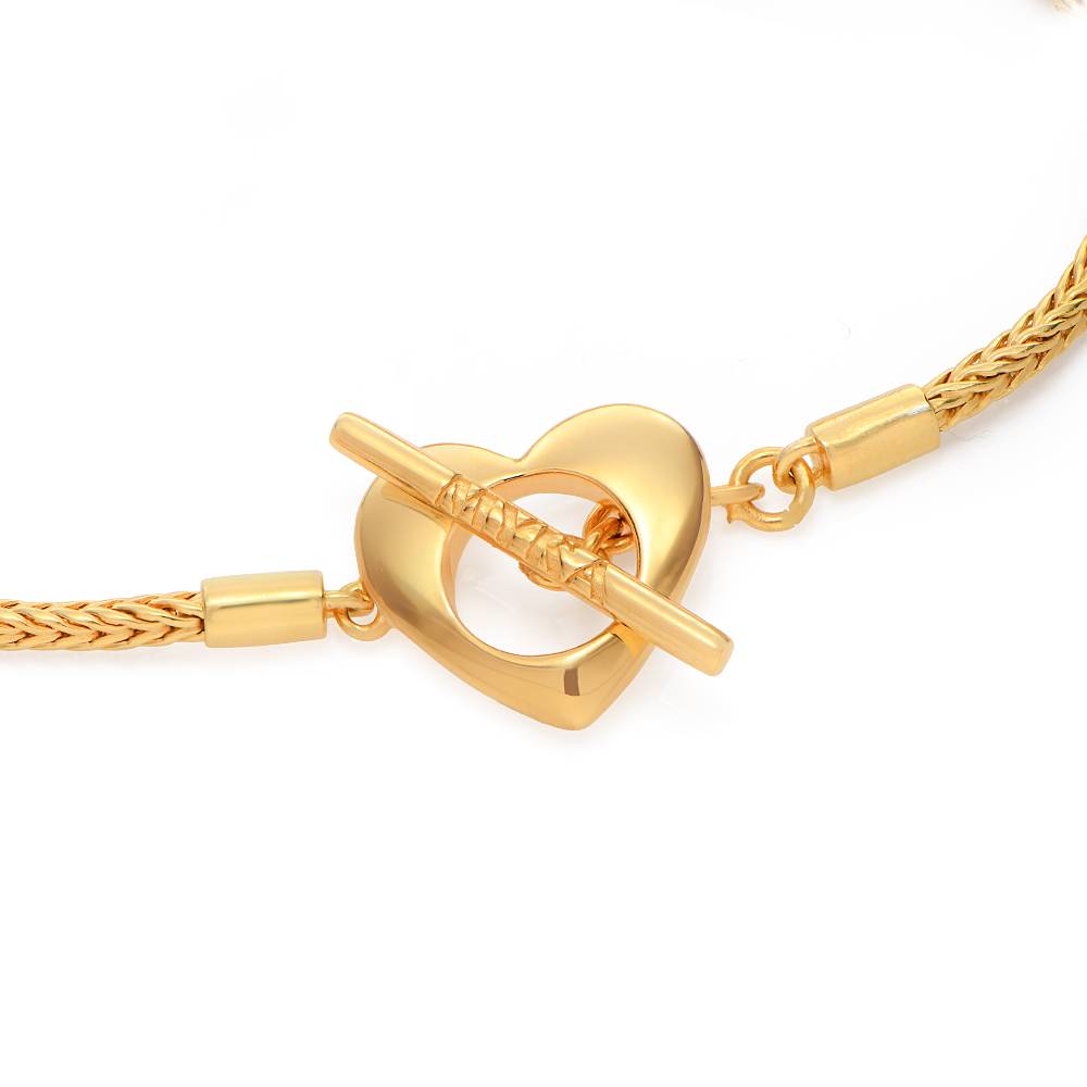 Linda Charm armbånd med hjertelås, diamant og emaljeperler 18K guldbelægning-2 produkt billede