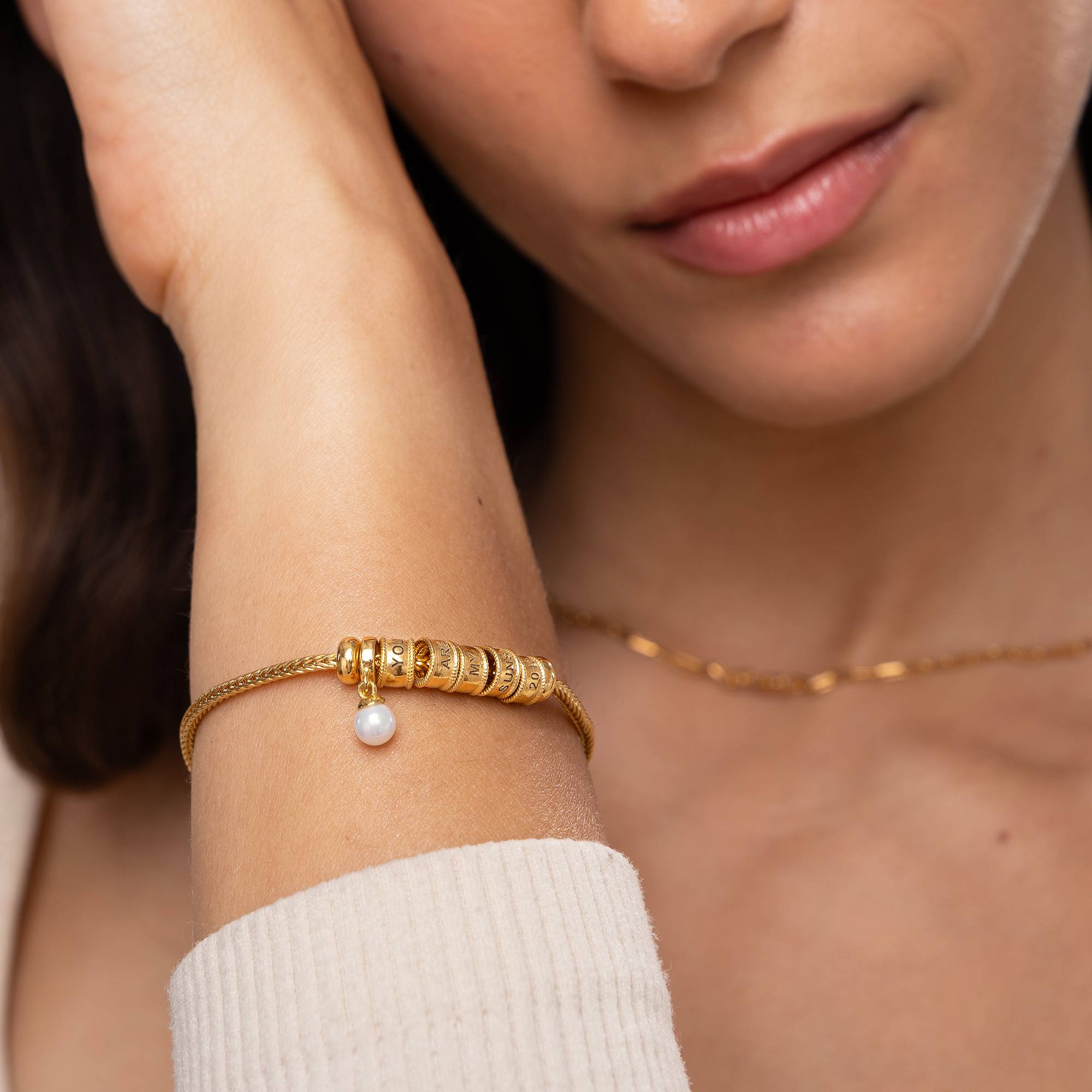 Linda Charm-Armband mit Diamant und Herzverschluss - 750er Gold-Vermeil-5 Produktfoto