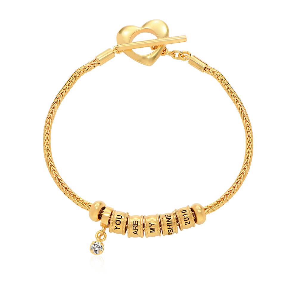 Linda Armband met Hartvormig Slotje en Diamant in Verguld