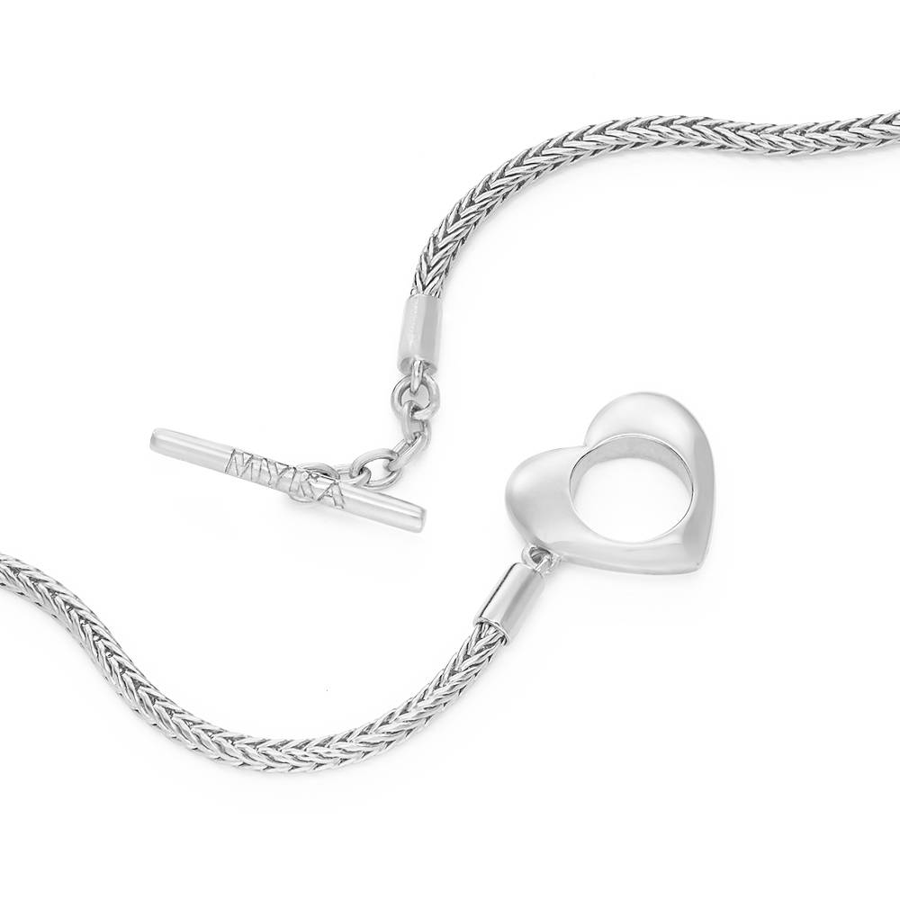Bracelet à Charnière Linda avec Cœur et Diamant en Argent Sterling-1 photo du produit