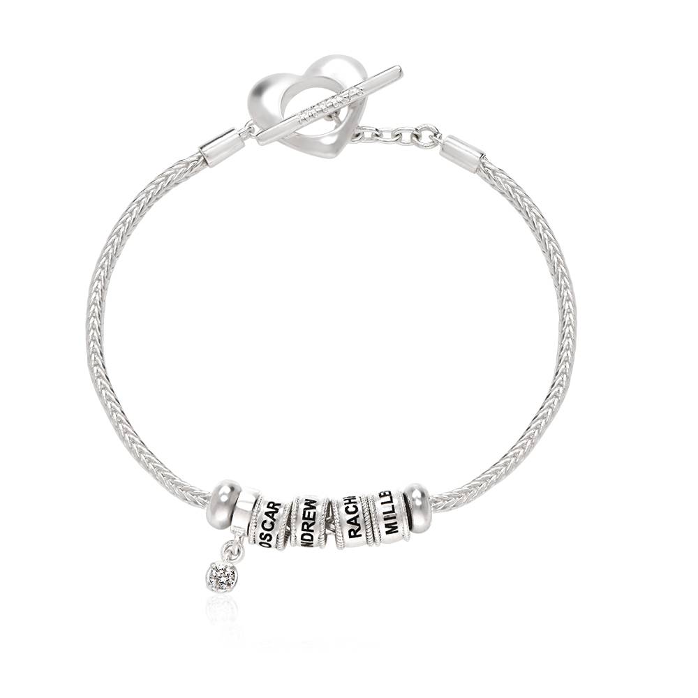 Linda Toggle Heart Charm Bracelet with Diamond in Sterling Silver-6 product photo