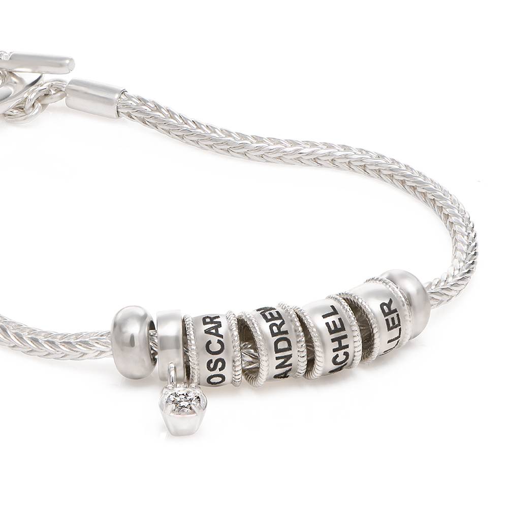Bracelet à Charnière Linda avec Cœur et Diamant en Argent Sterling photo du produit