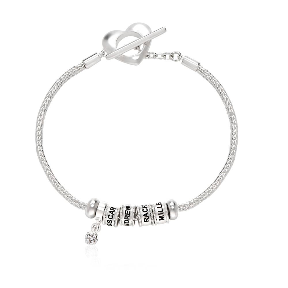 Linda Armband met Hartvormig Slotje en Diamant in Zilver