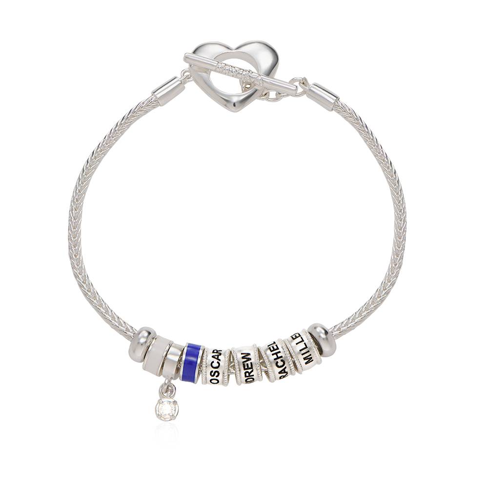 Linda Armband met Hartvormig Slotje, Diamant & emaille kralen in Sterling Zilver-1 Productfoto