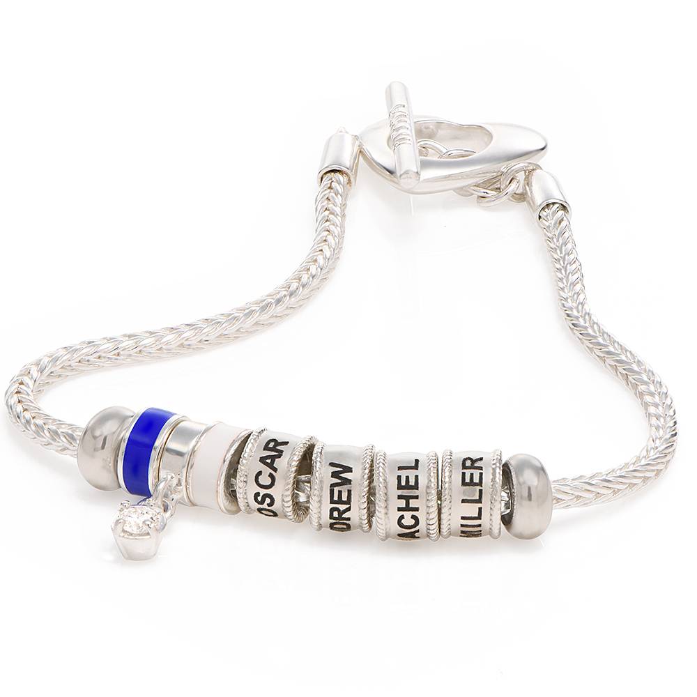 Bracelet à Charnière Linda avec Cœur, Diamant et perles d'émail en photo du produit