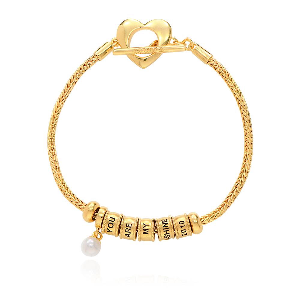 Linda Toggle Heart Charm Bracelet with Pearl in 18ct Gold Plating-2 product photo