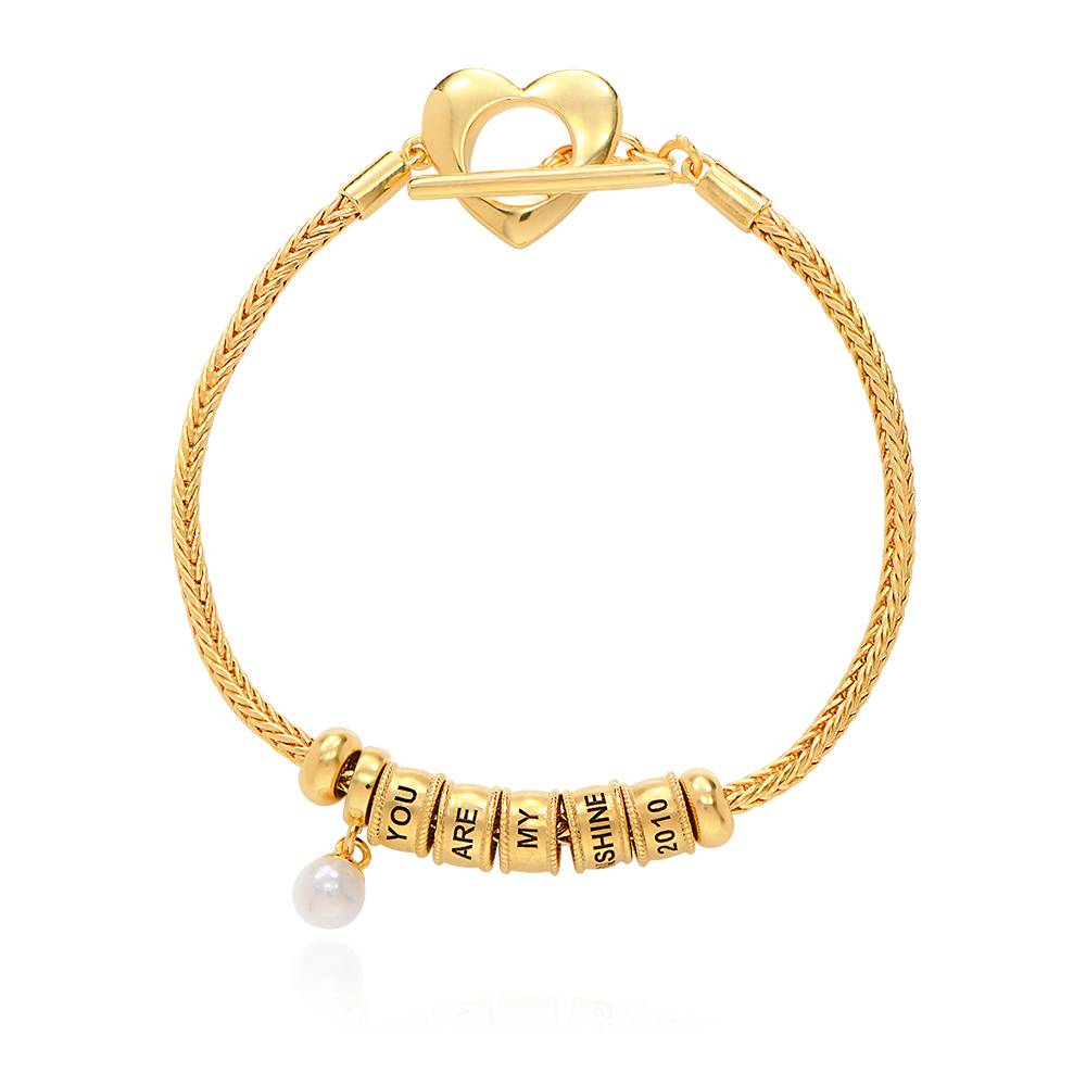 Linda Armband met Hartvormig Slotje en Parel in Goud Vermeil