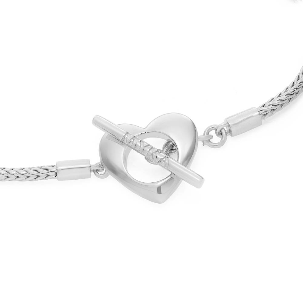 Linda Toggle Heart Charm Bracelet with Pearl in Sterling Silver-6 product photo