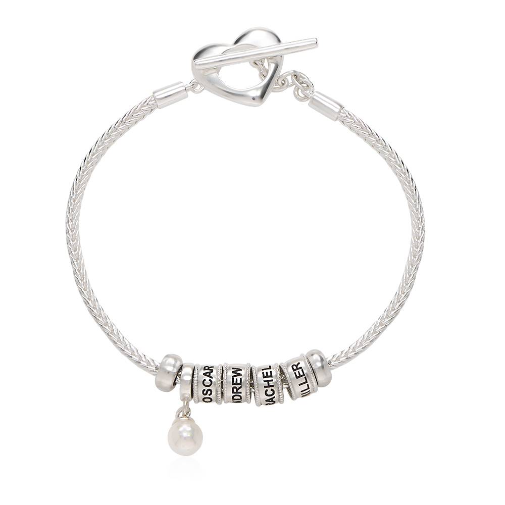 Linda Armband met Hartvormig Slotje en Parel in Zilver