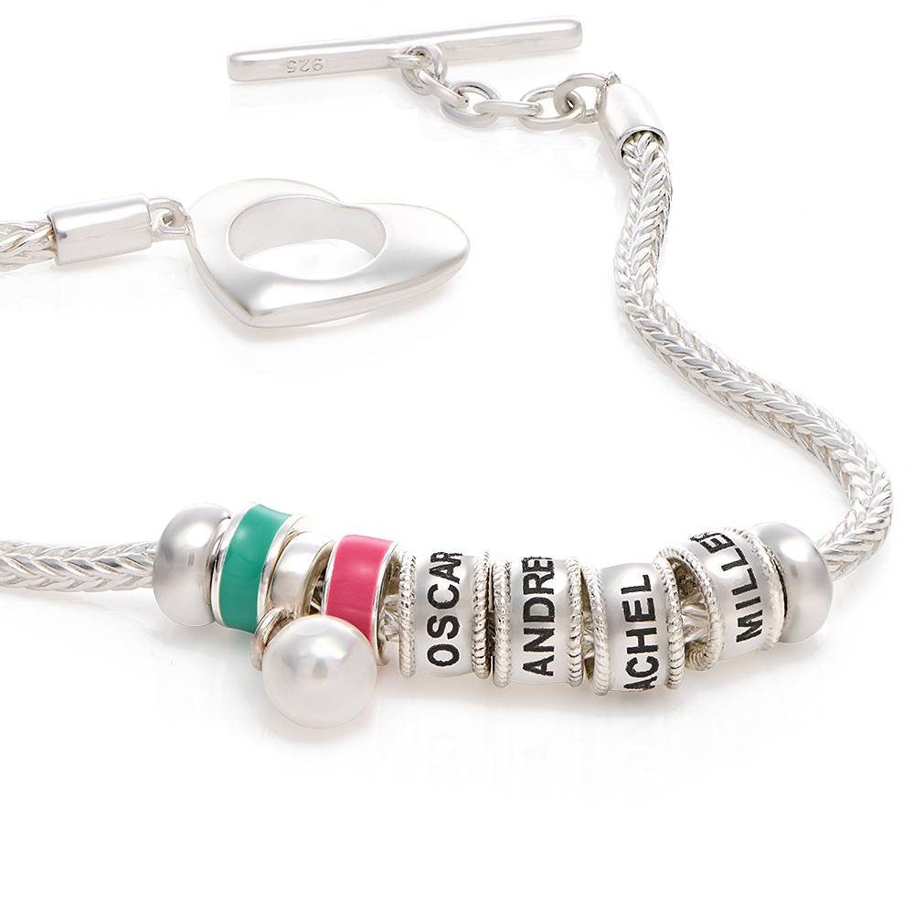 Linda Toggle Heart Charm Bracelet with Pearl & Enamel in Sterling Silver-2 product photo