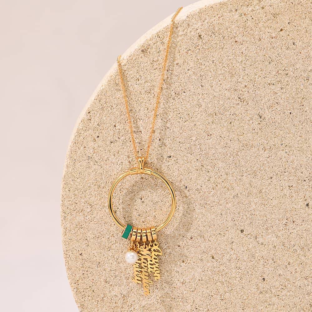 Collar vertical con nombre Linda con diamante en oro vermeil de 18K-2 foto de producto