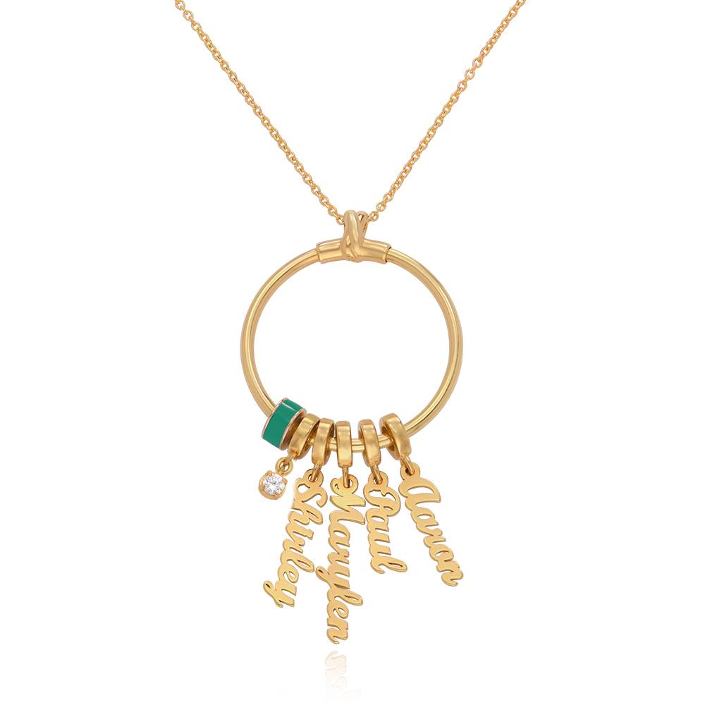 Collar vertical con nombre Linda con diamante en oro vermeil de 18K-3 foto de producto