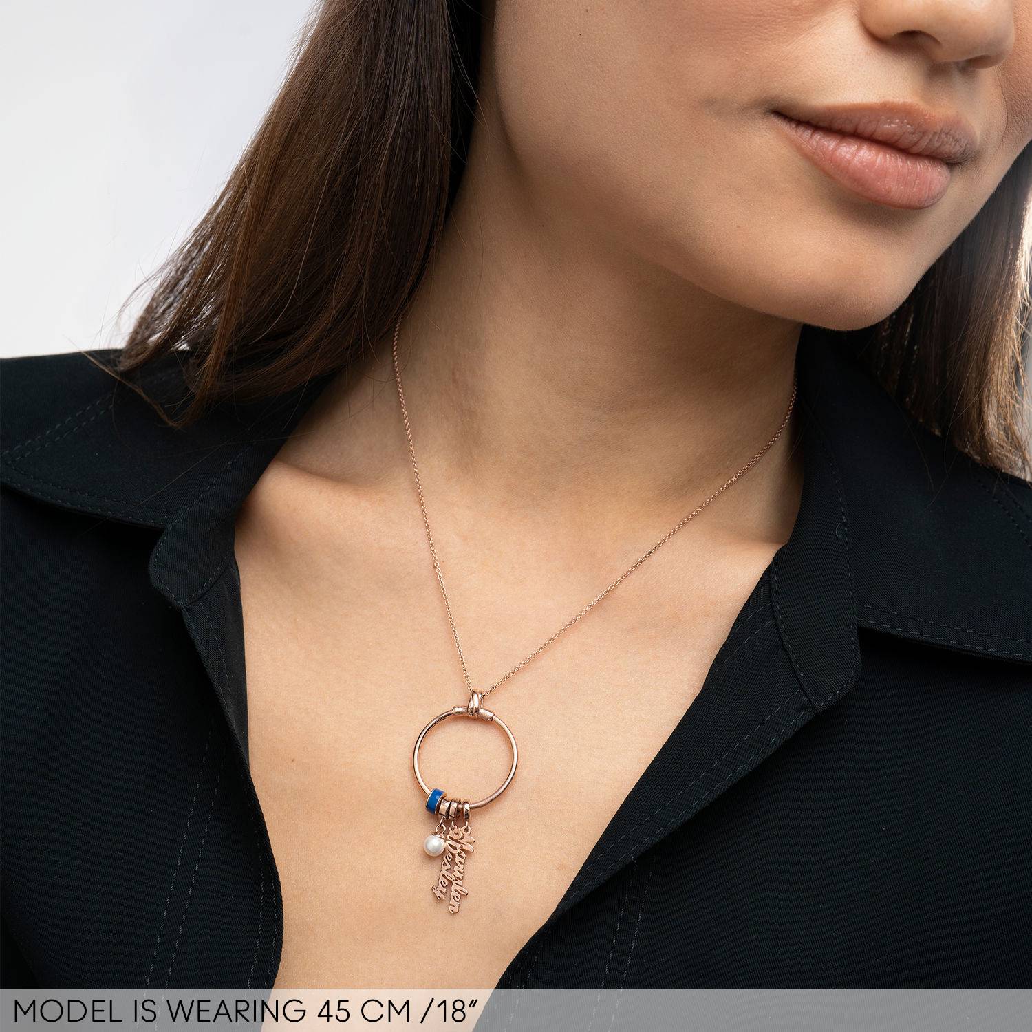 Linda Vertical Name Necklace with Diamond in 18ct Rose Gold Plating-5 product photo
