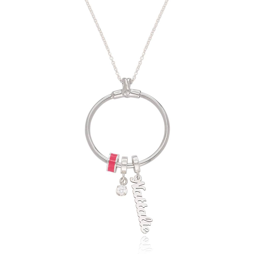 Linda Vertical Name Necklace with Diamond in Sterling SIlver-1 product photo
