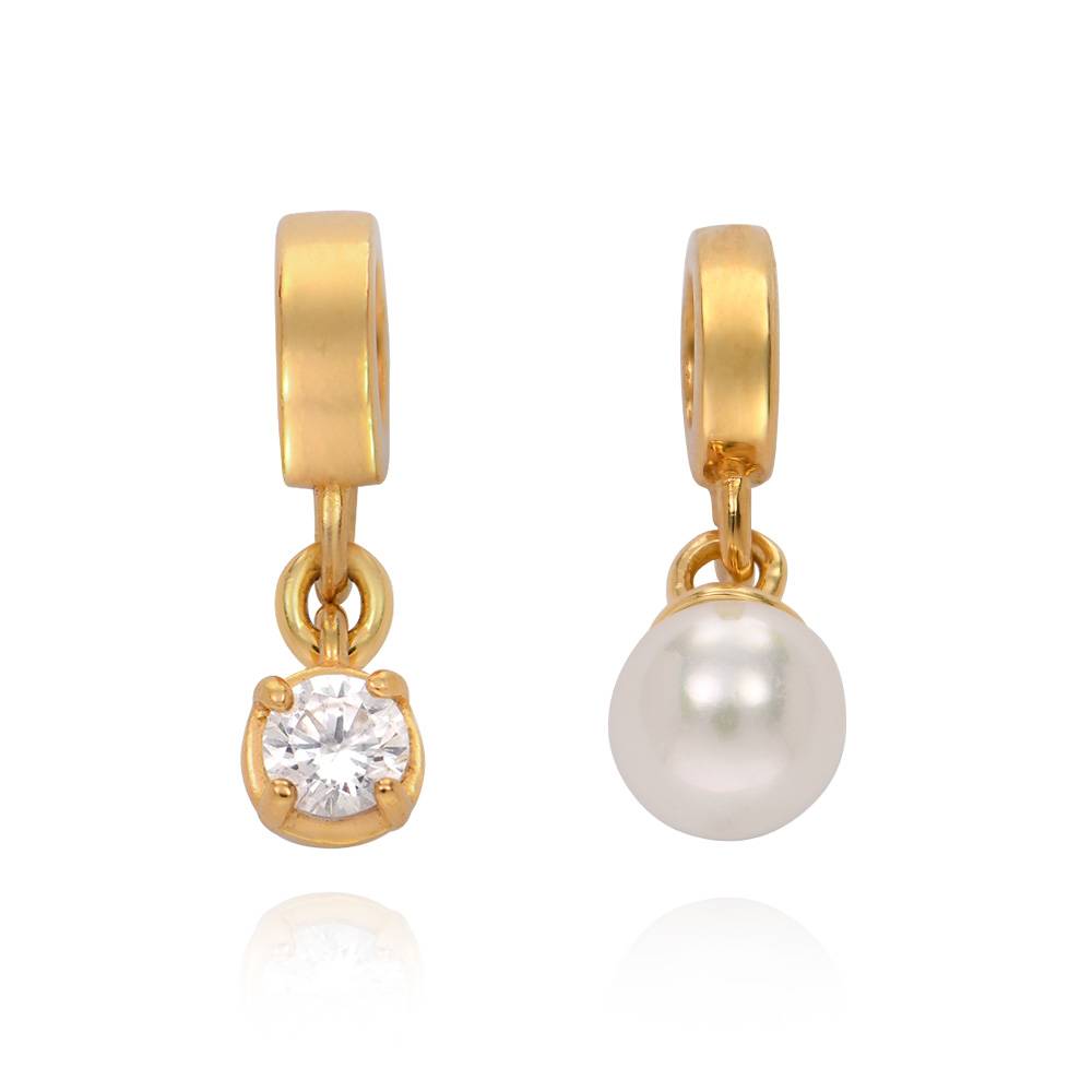 Collar vertical con nombre Linda con perla en Chapa de oro de 18K-5 foto de producto