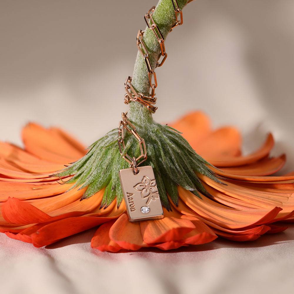 Link Blossom Birth Flower & Diamond Necklace in 18ct Rose Gold Plating-3 product photo