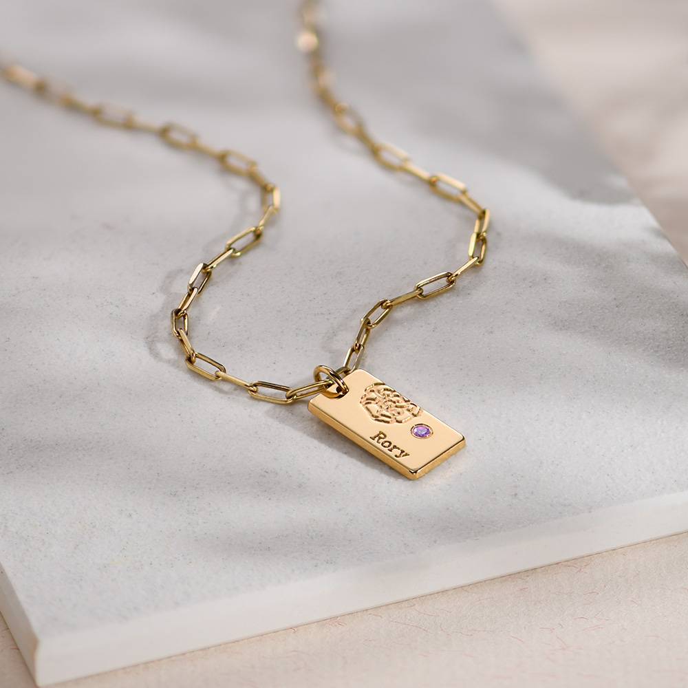 Link Blossom Birth Flower & Stone Necklace in 18K Gold Plating product photo