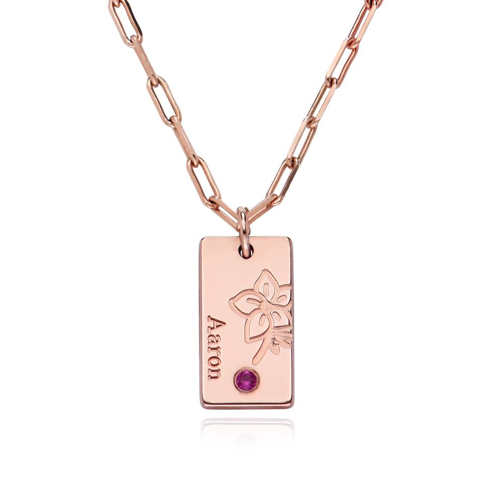 Link Blossom Birth Flower & Stone Necklace in 18ct Rose Gold Plating-3 product photo
