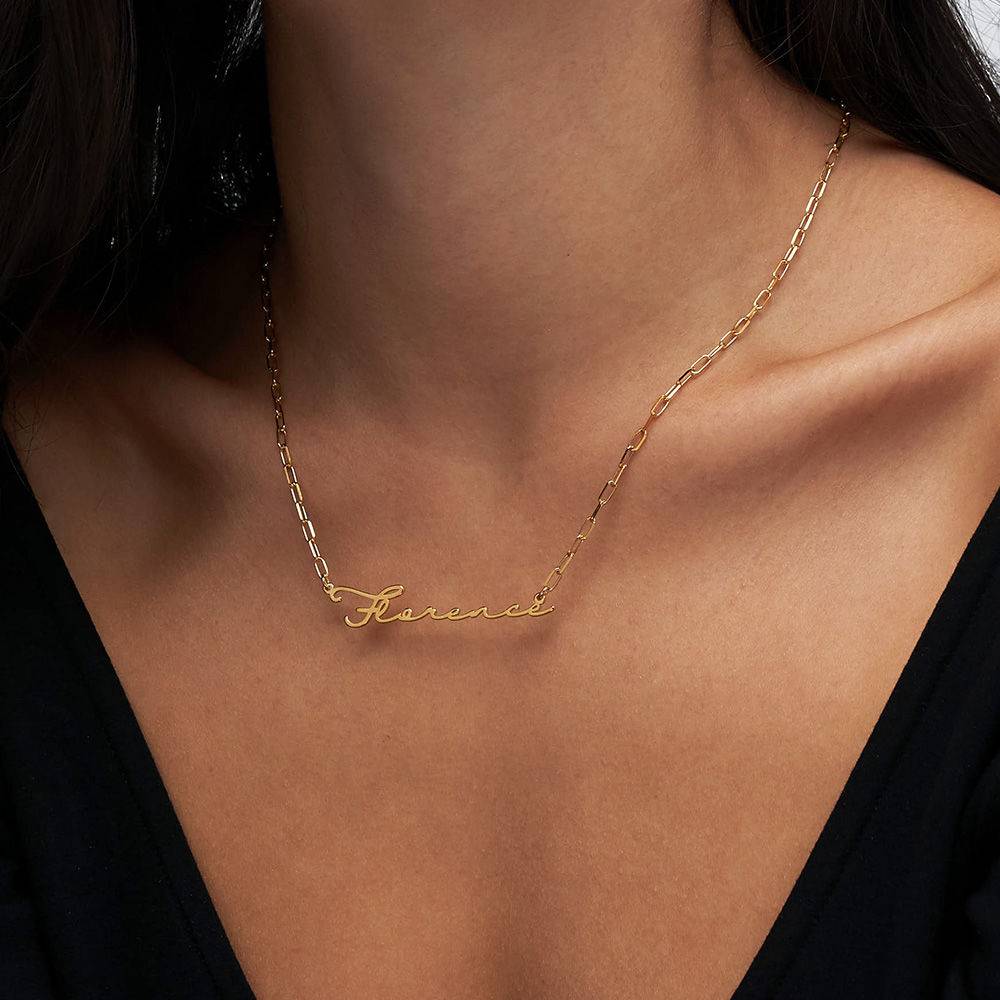 Signature Link Style Name Necklace in Gold Vermeil-2 product photo
