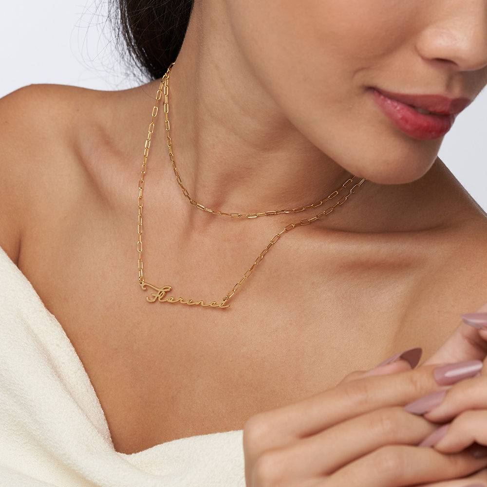 Signature Link Style Name Necklace in 18ct Gold Vermeil-1 product photo