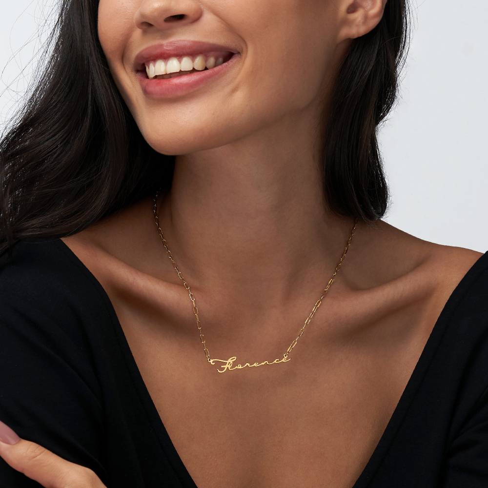 Signature Link Chain Name Necklace in 18k Gold Vermeil-1 product photo