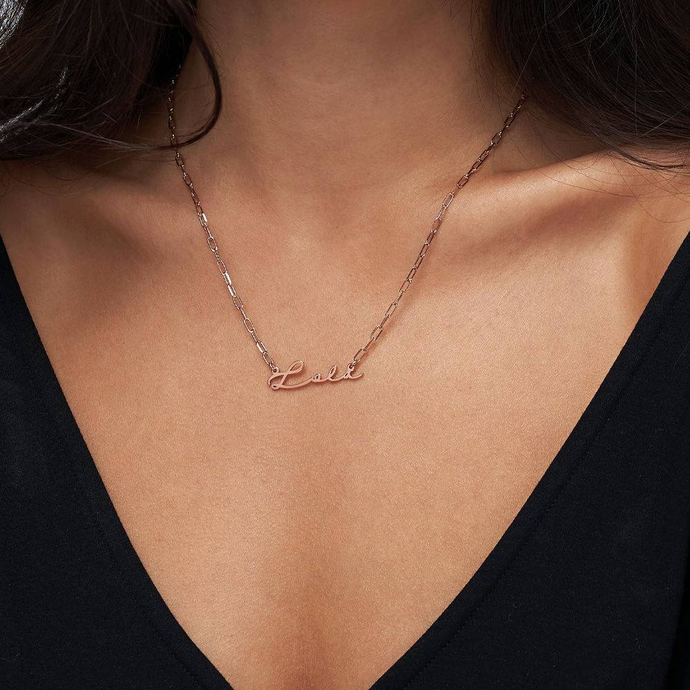 Signature Link Style Name Necklace in 18ct Rose Gold Plating-2 product photo