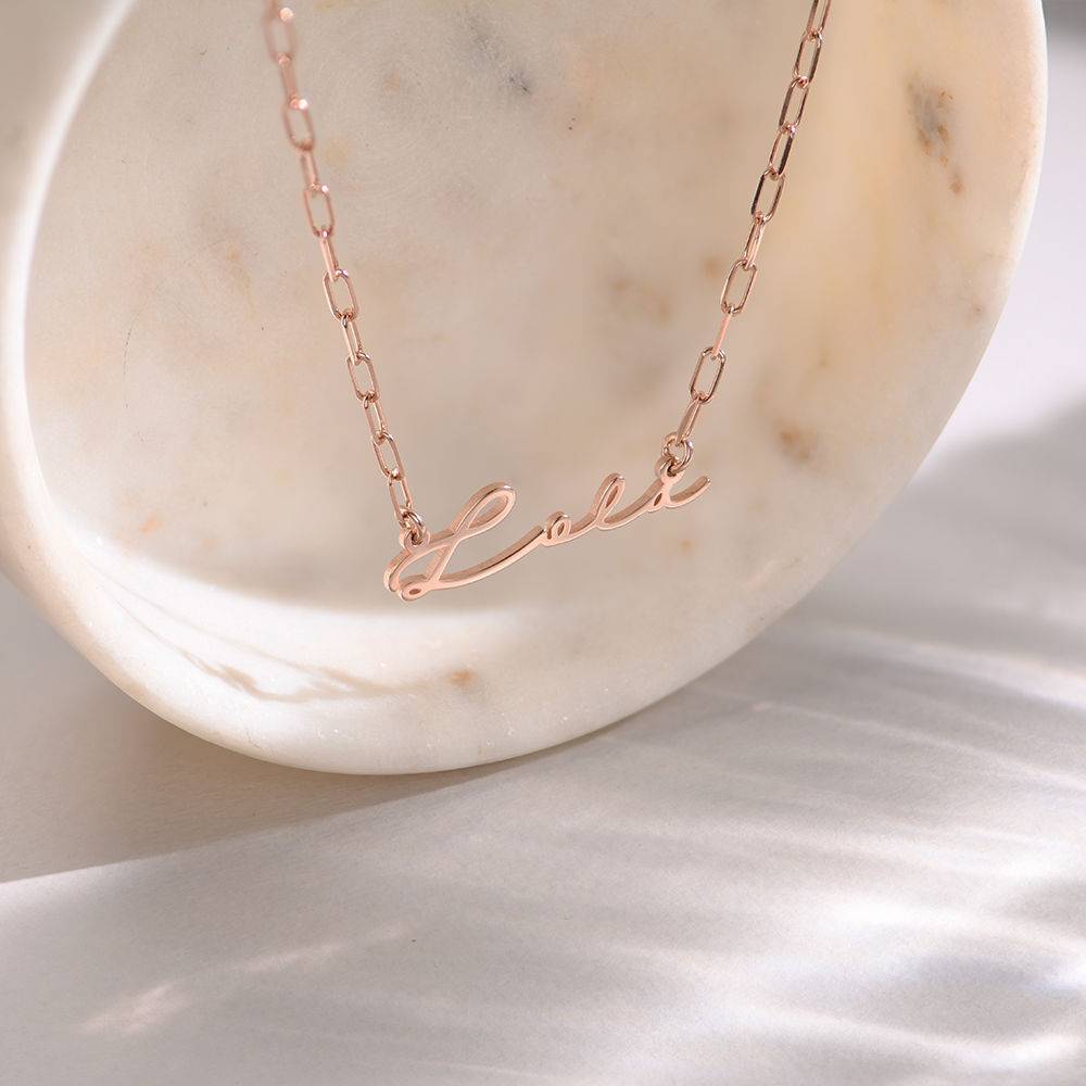 Signature Link Chain Name Necklace in 18k Rose Gold Plating product photo