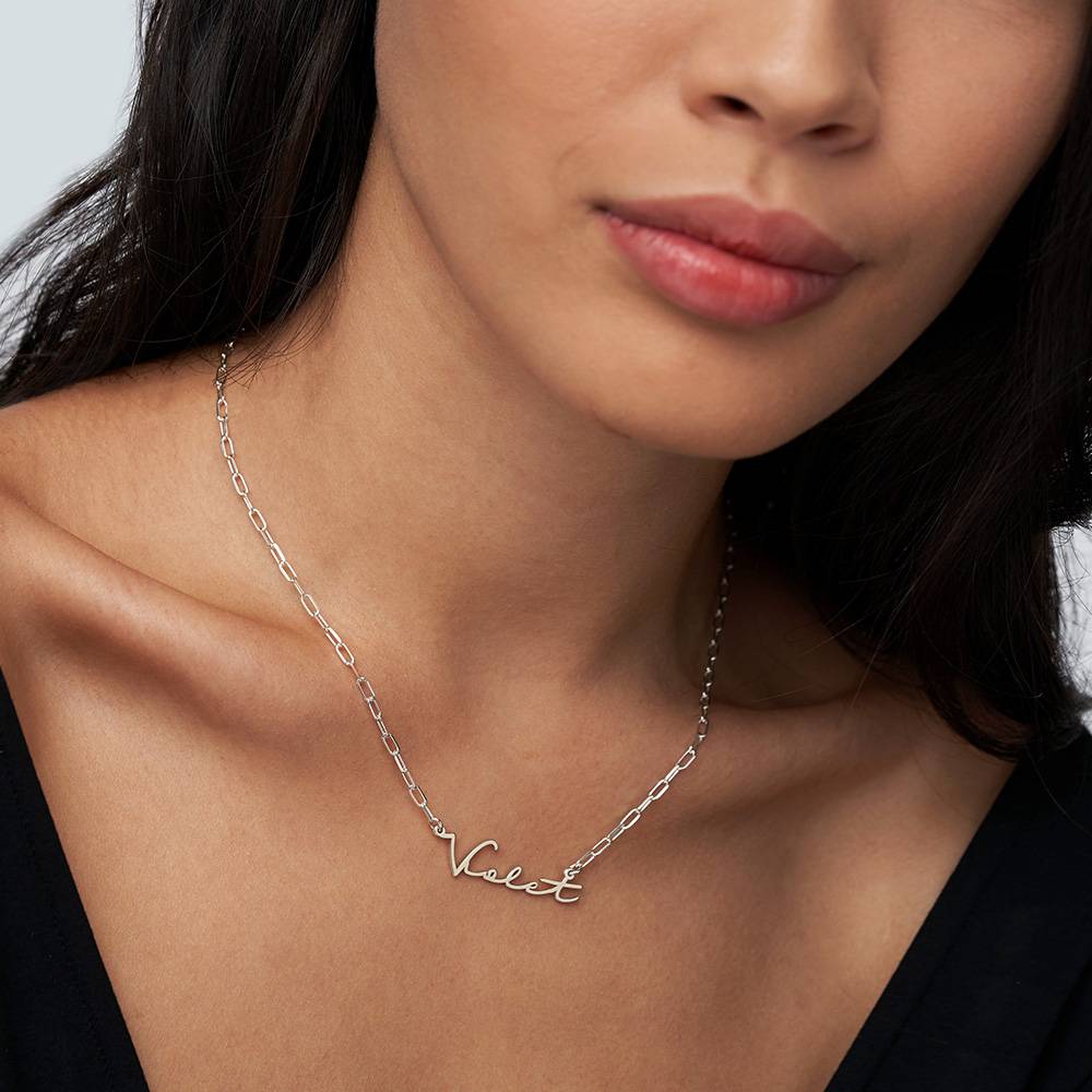 Signature Link Chain Name Necklace in Sterling Silver-5 product photo