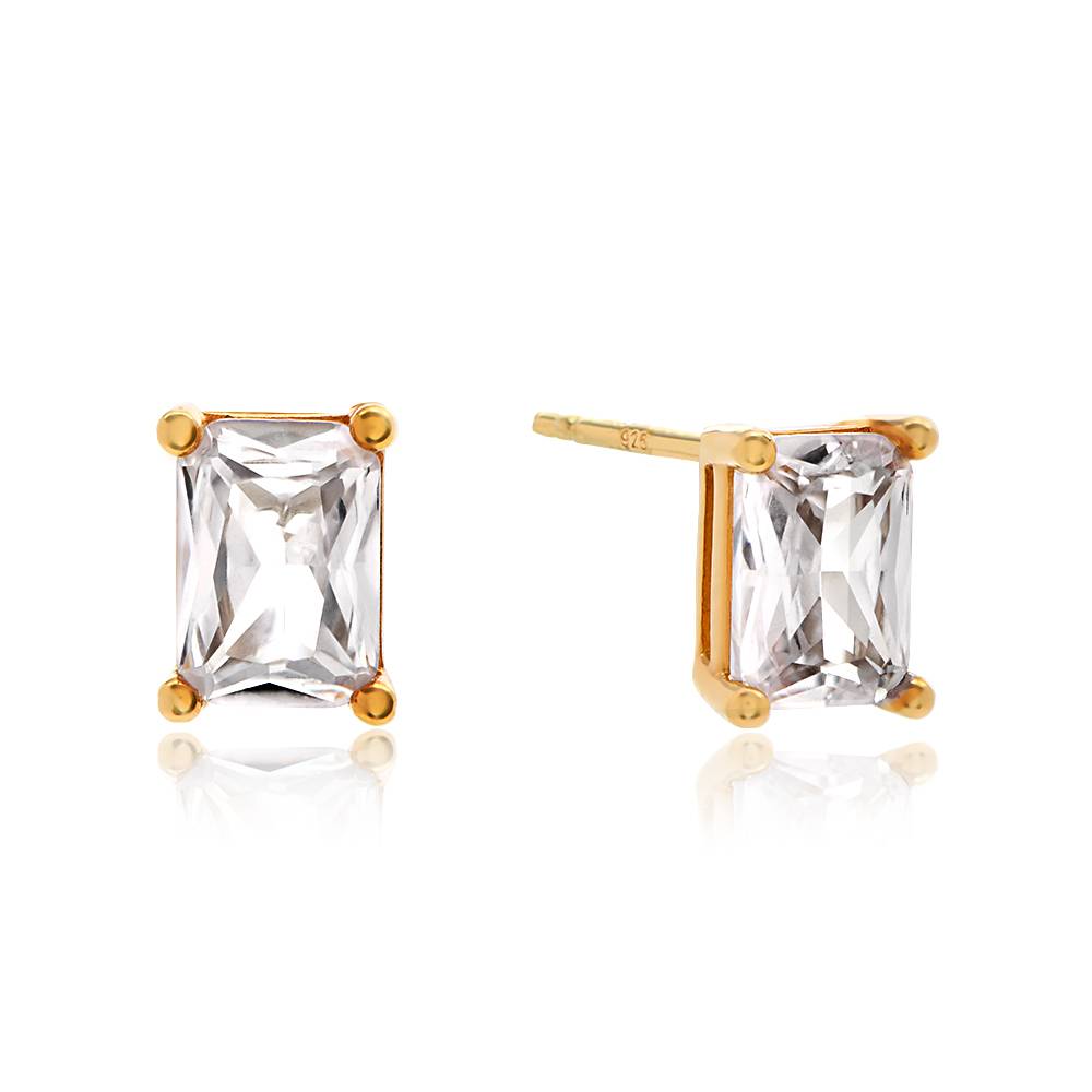 Lorelai Rectangle Stud Earrings in 18ct Gold Plating-3 product photo