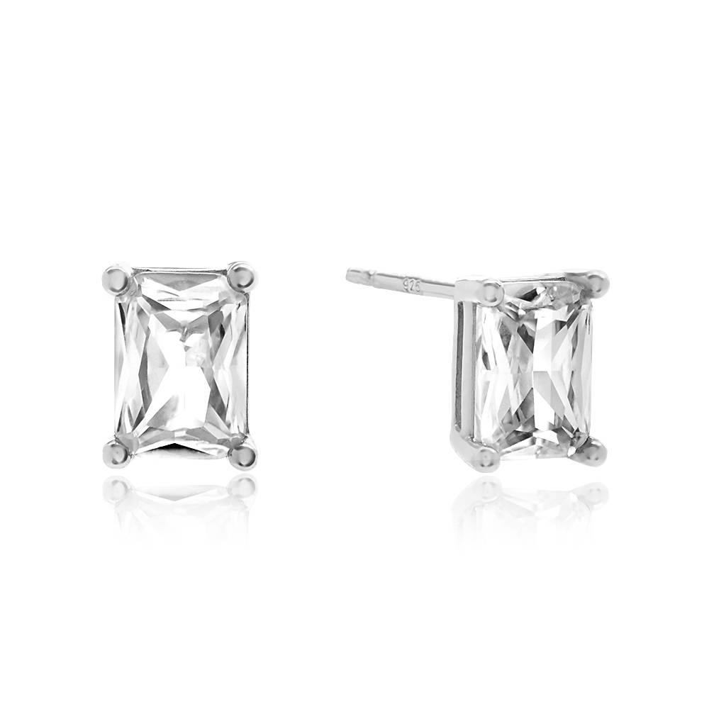 Lorelai Rectangle Stud Earrings in Sterling Silver-4 product photo
