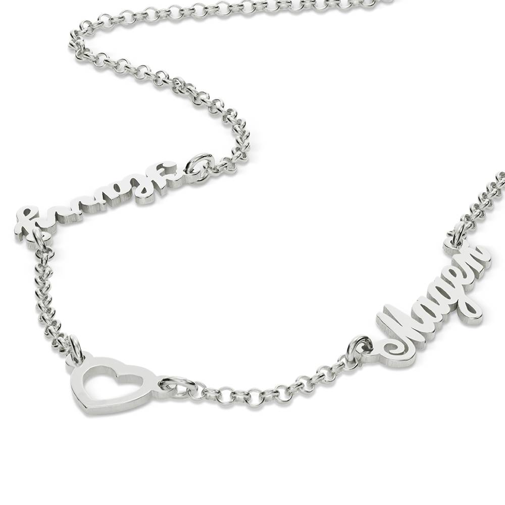 Bracciale In Argento 925 Con Ciondolo Cuore Ritagliato E Catena Rolo - Lunghezza 19 Cm