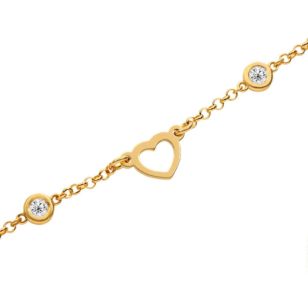 Liebhaber Herz Namenskette mit 0,20CT Diamanten in 18K Goldbeschichtung-5 Produktfoto