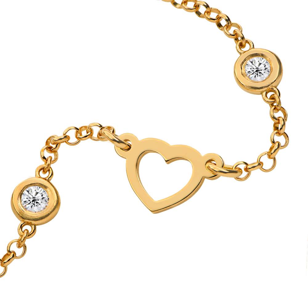 "Heritage Heart" Collar con Nombres Múltiples y 0.2ct diamantes en Oro Vermeil-4 foto de producto