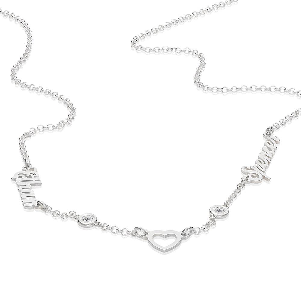 "Heritage Heart" Collar con Nombres Múltiples y 0.2ct diamantes en Plata-3 foto de producto