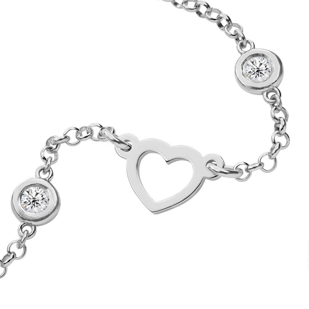 Collier de nom Lovers Heart avec diamants de 0,20 ct en argent sterling-5 photo du produit