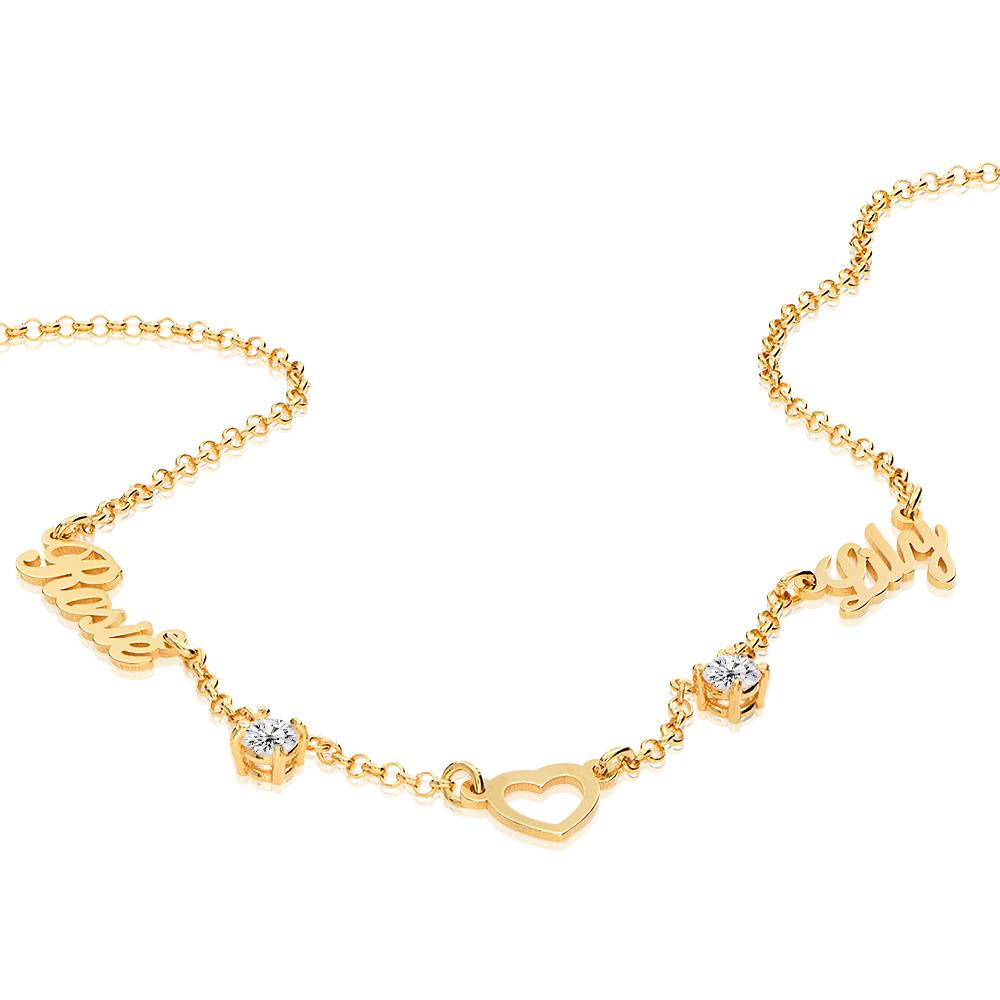 "Heritage Heart" Collar con Nombres Múltiples y 0.6ct diamantes, chapado en oro 18K-1 foto de producto