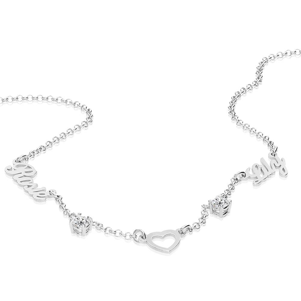Liefdes Hart Naamketting Met 0,60CT Diamanten in Sterling Zilver-2 Productfoto