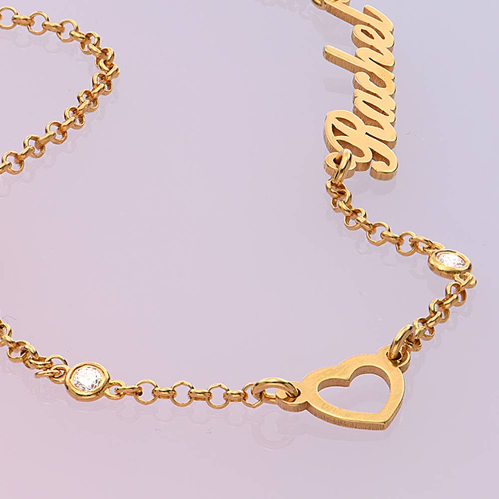 Heritage Heart Multi Name Necklace With Diamonds in 18ct Gold Plating-2 product photo