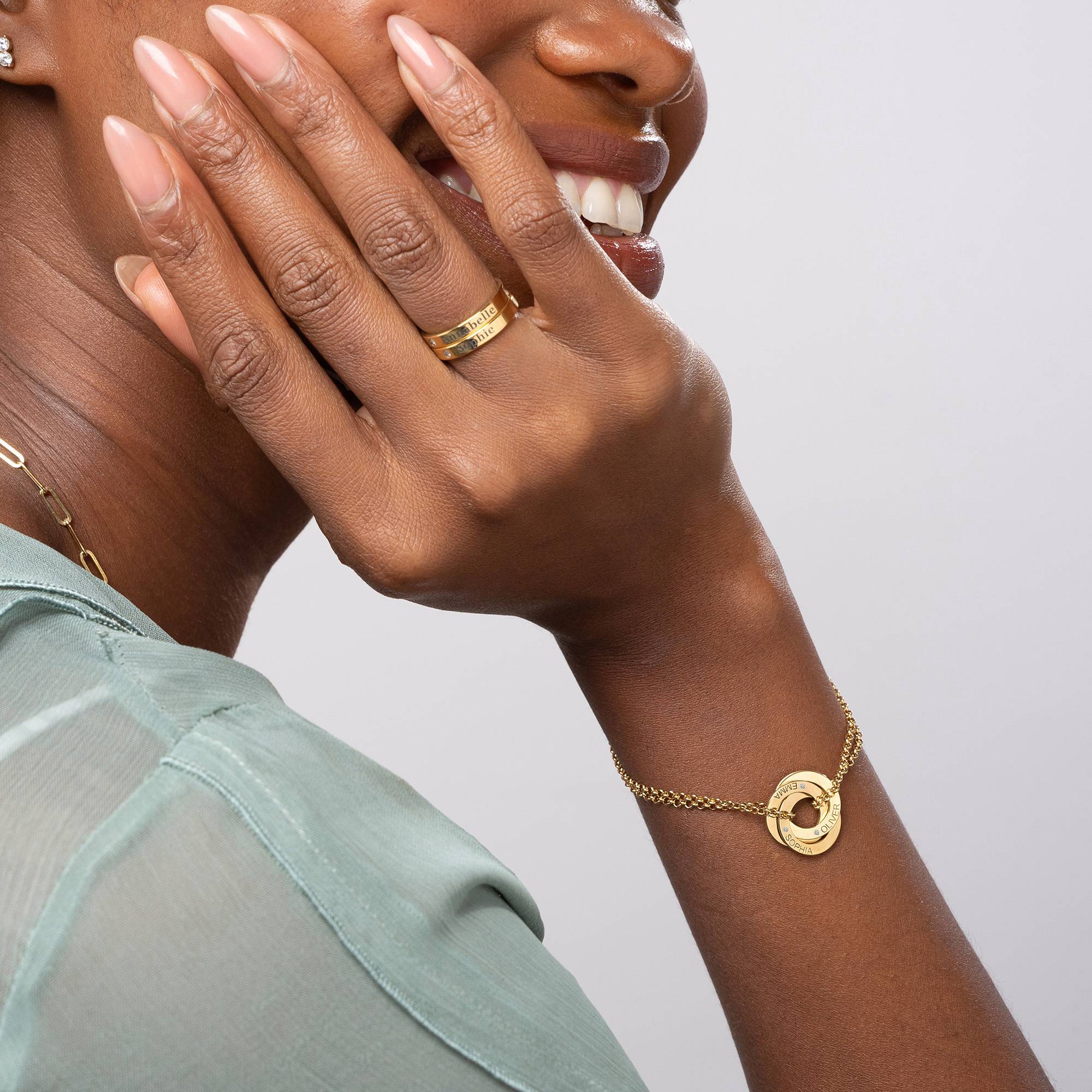 18k Goud Vergulde Lucy Russische Ring Armband met Diamant-4 Productfoto