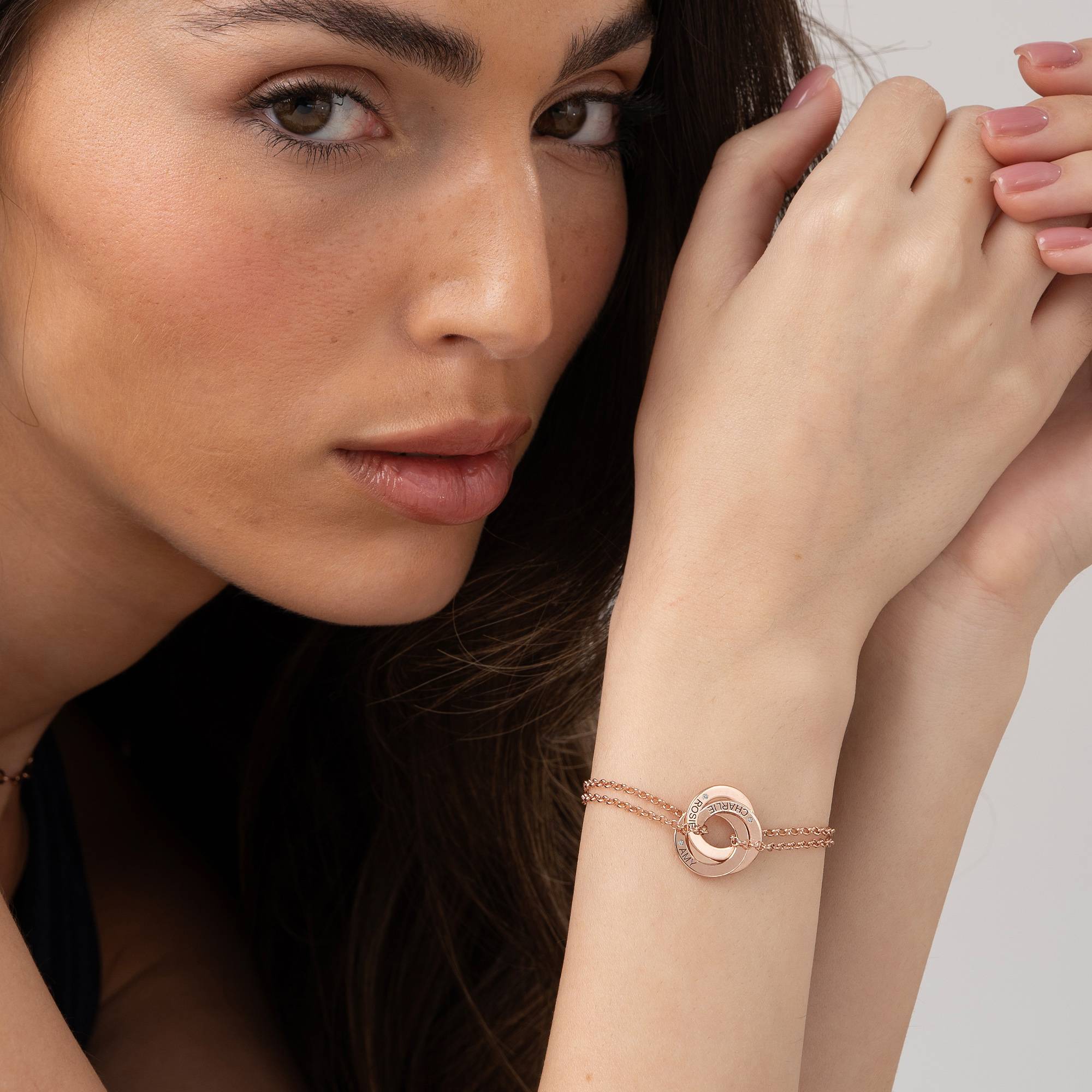 18k Rosé Vergulde Lucy Russische Ring Armband met Diamant in 18K Rosé Goud Plating-6 Productfoto