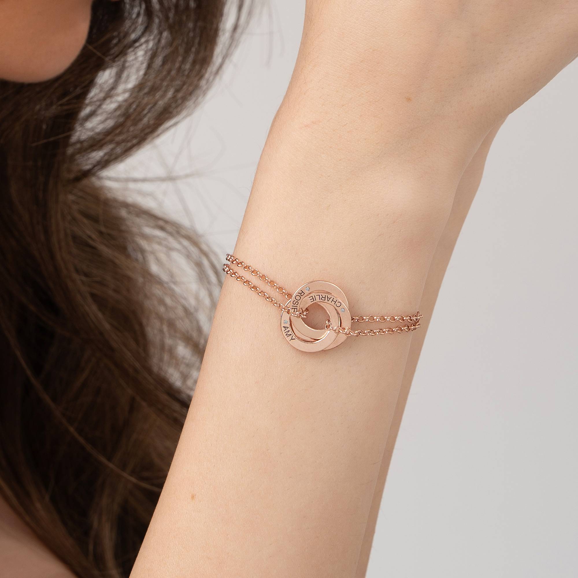 18k Rosé Vergulde Lucy Russische Ring Armband met Diamant in 18K Rosé Goud Plating-2 Productfoto