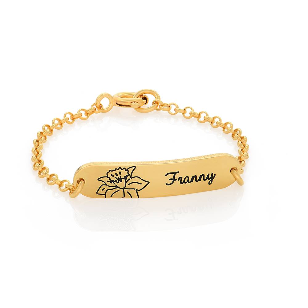 Lyla Baby Name Bracelet with Birth Flower in 14ct Yellow Gold product photo