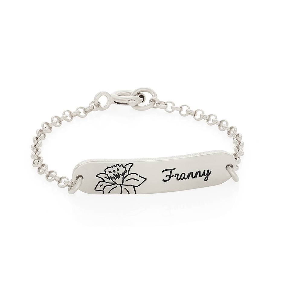 Lyla Baby Name Bracelet with Birth Flower in Sterling Silver-3 product photo