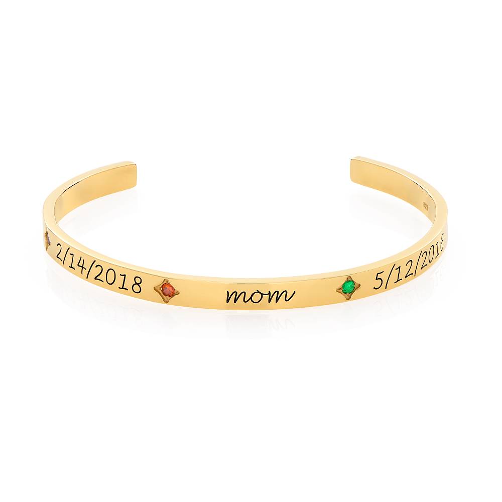 Maeve Bangle Bracelet with Birthstones in 18K Gold Plating-2 product photo