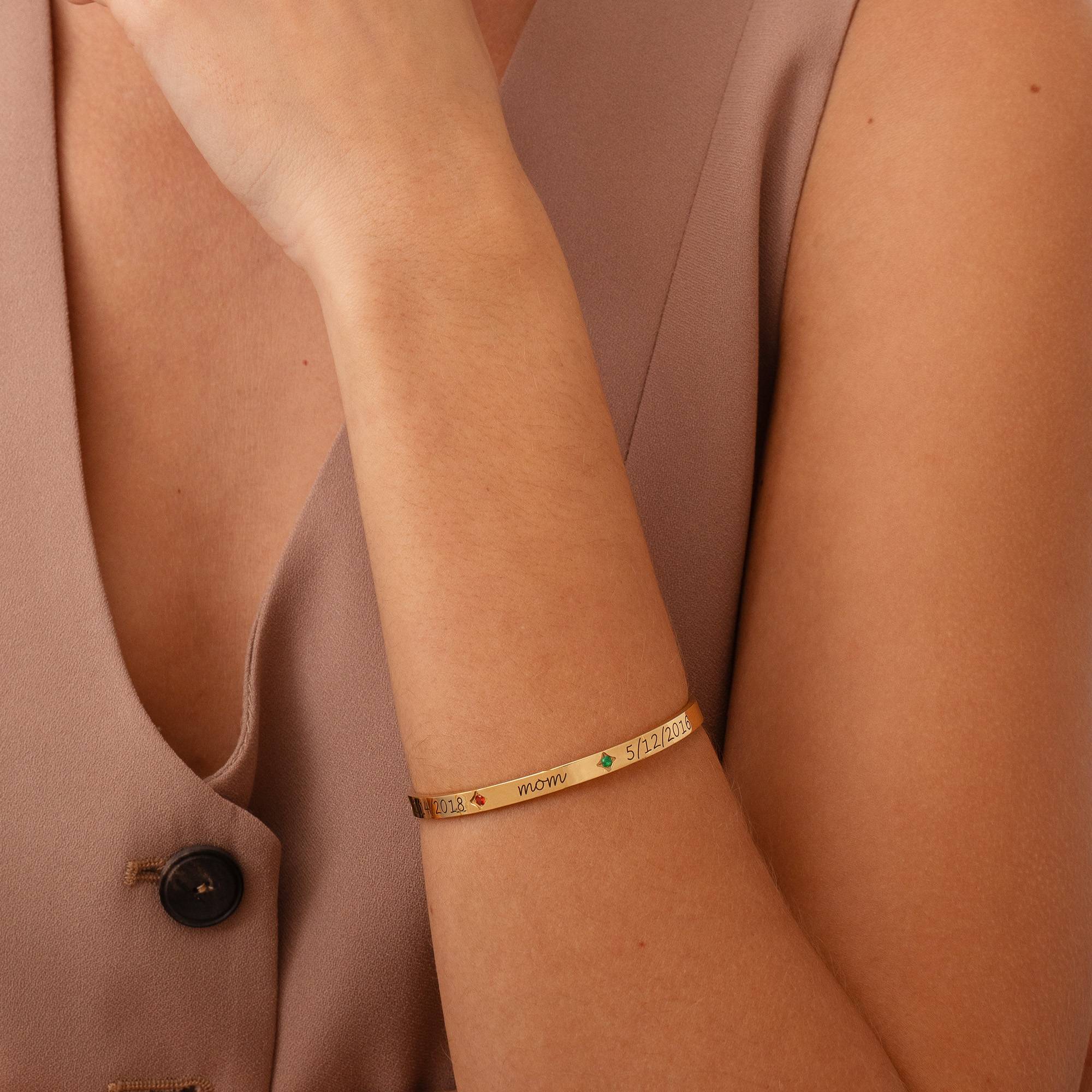 Maeve Bangle Bracelet with Birthstones in 18K Gold Plating-3 product photo