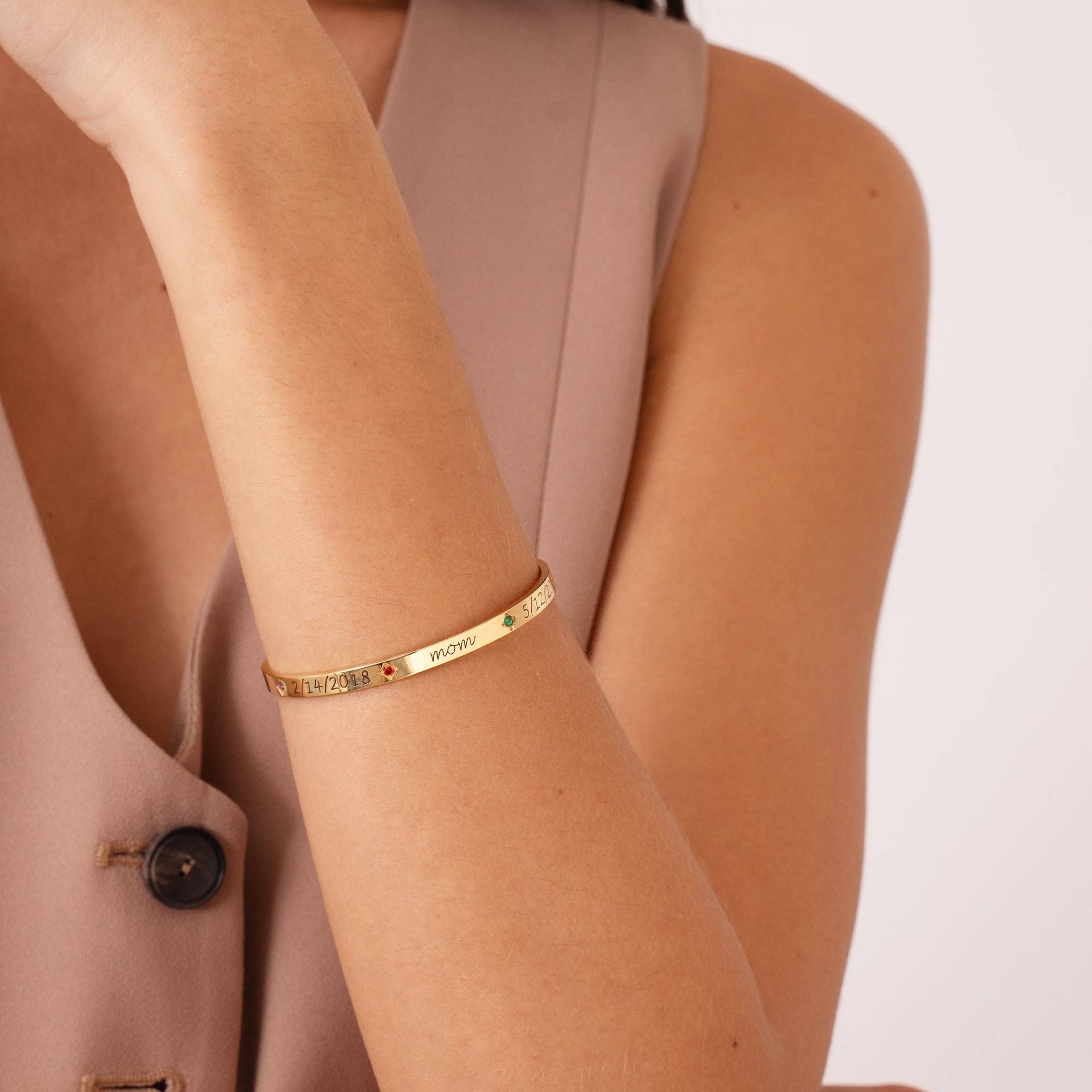 Maeve Bangle Bracelet with Birthstones in 18K Gold Plating-4 product photo