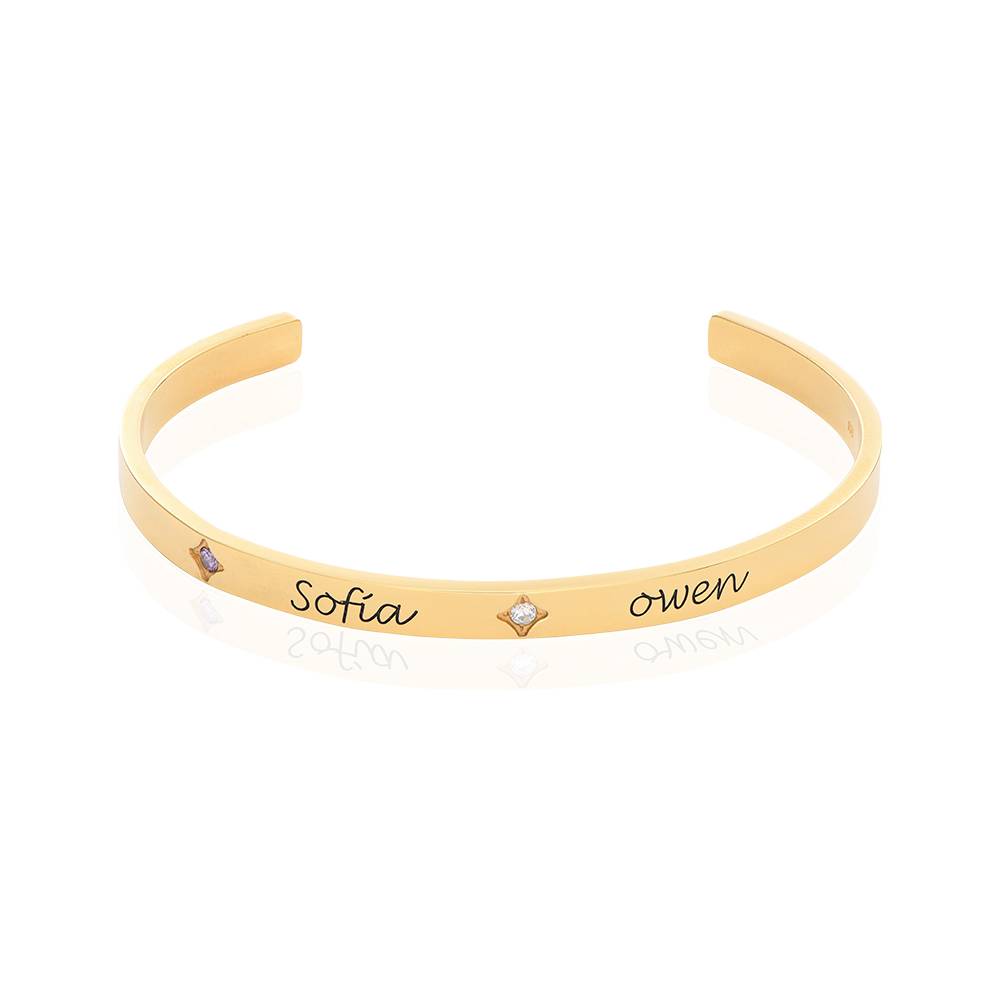 Maeve Bangle Bracelet with Birthstones in 18ct Gold Vermeil-1 product photo
