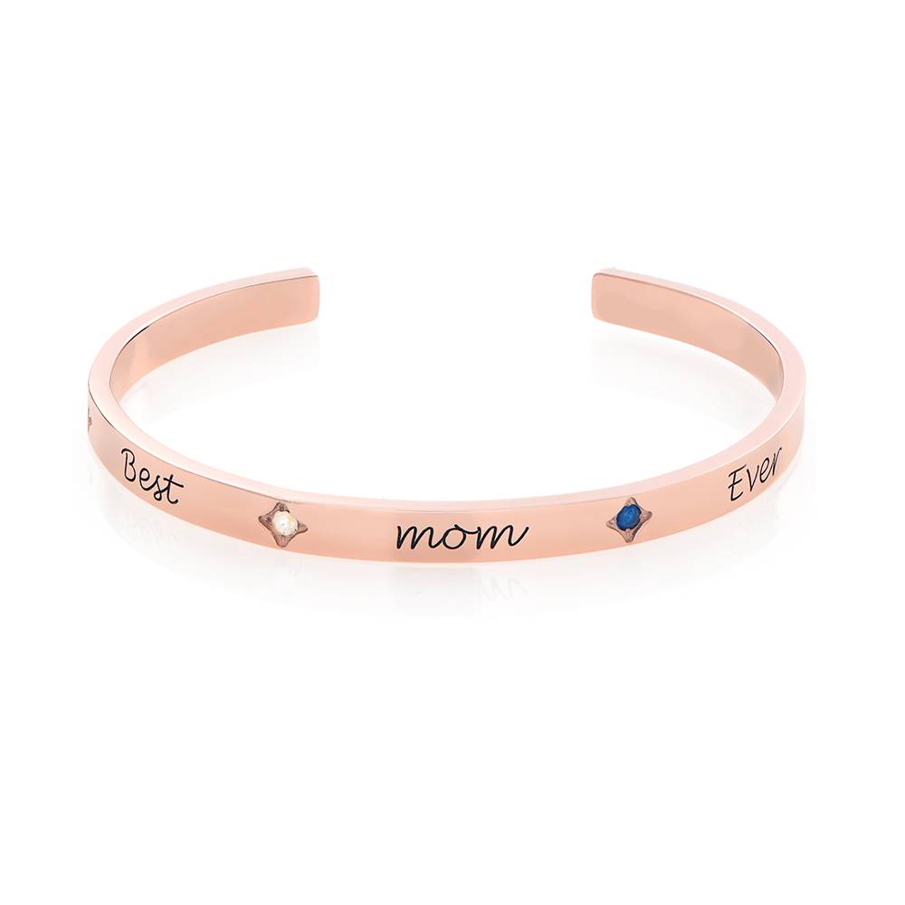 Maeve Bangle Bracelet with Birthstones in 18ct Rose Gold Plating-3 product photo