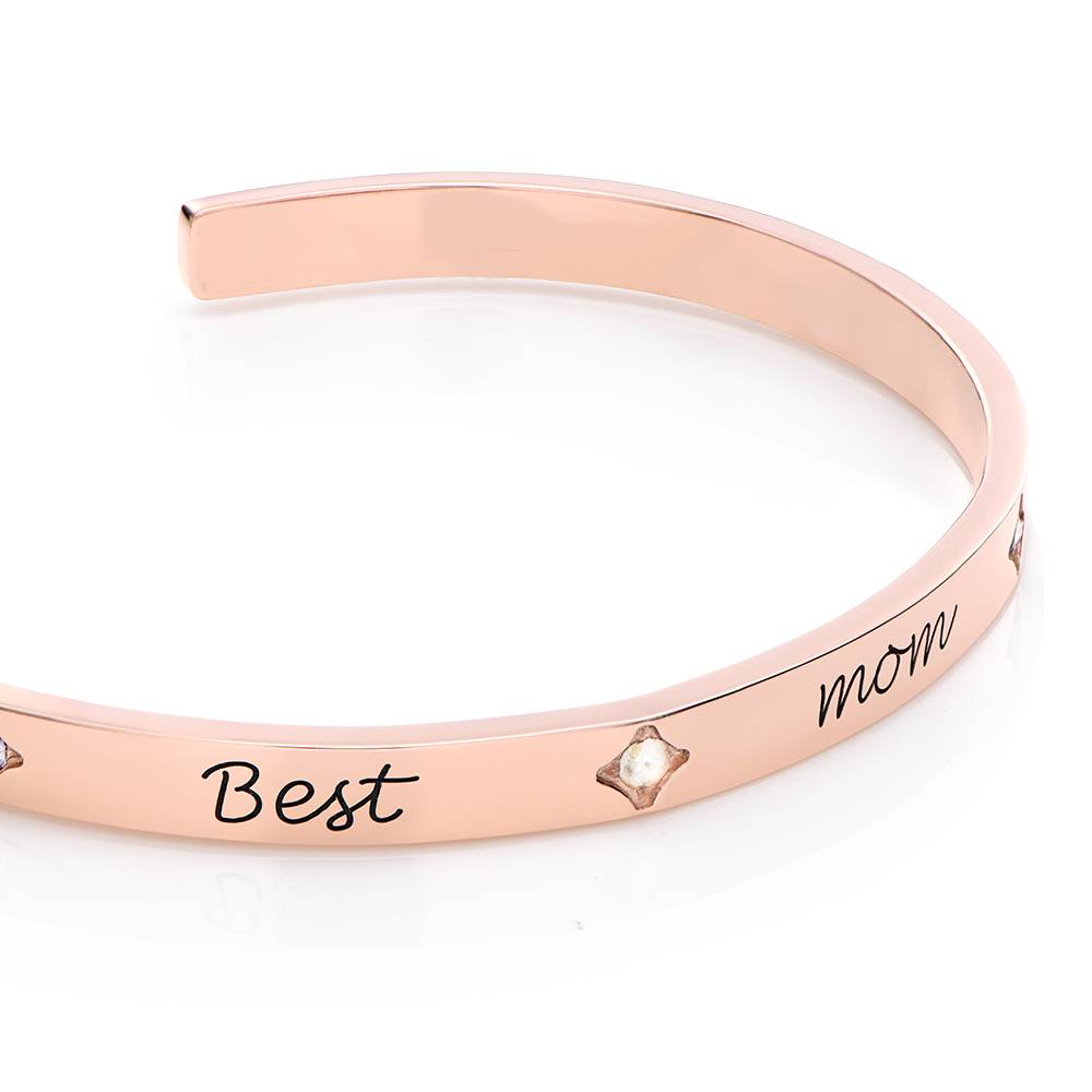 Maeve Bangle Bracelet with Birthstones in 18ct Rose Gold Plating-5 product photo