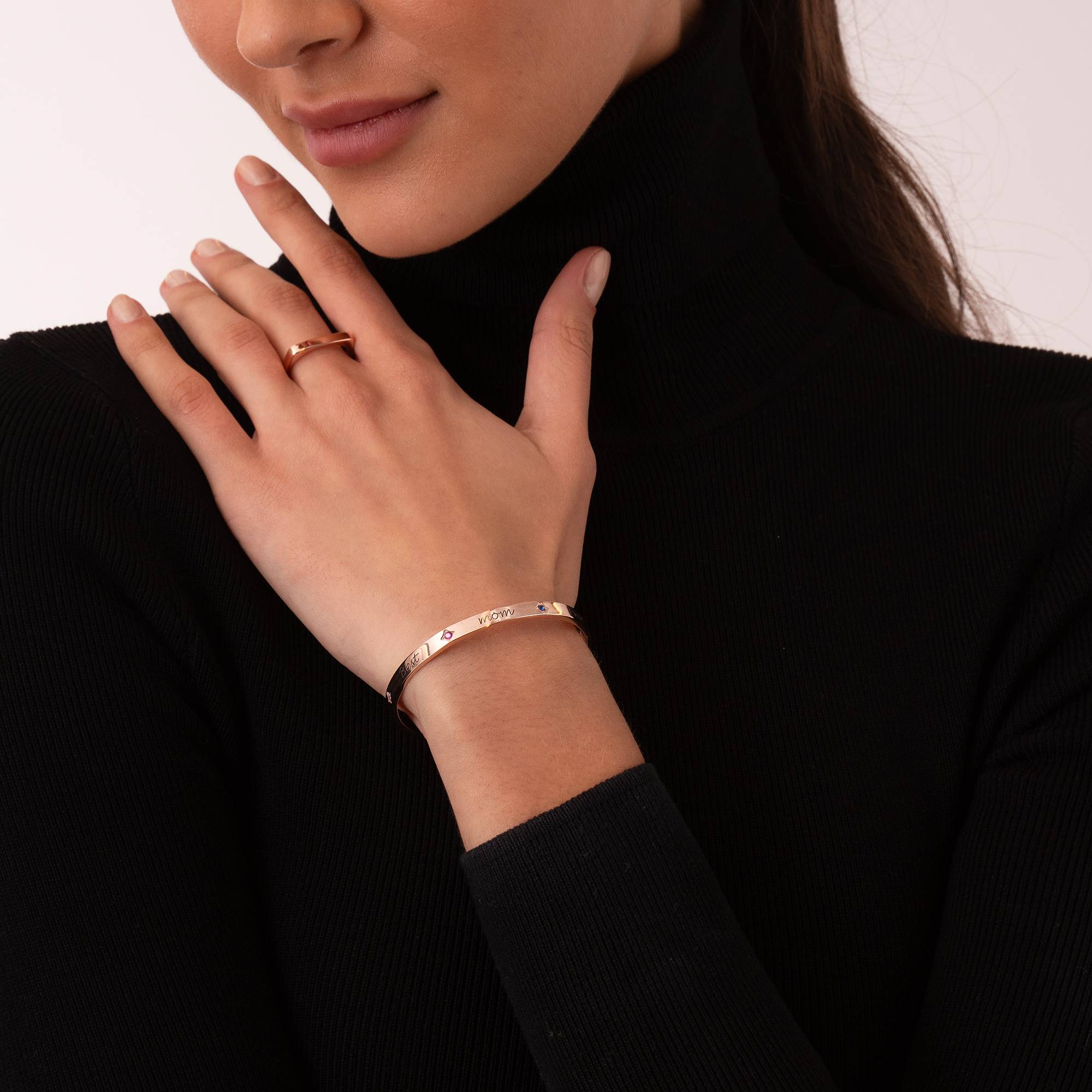 Maeve Bangle Bracelet with Birthstones in 18ct Rose Gold Plating-5 product photo